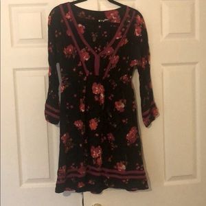 Roxy Long-Sleeved Mini Floral Print Dress
